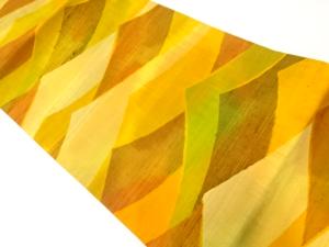 リサイクル　手織り紬抽象模様織出し名古屋帯